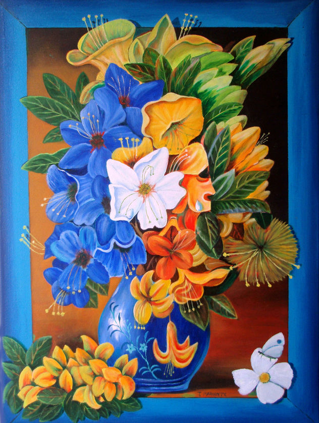 Flores y mariposa