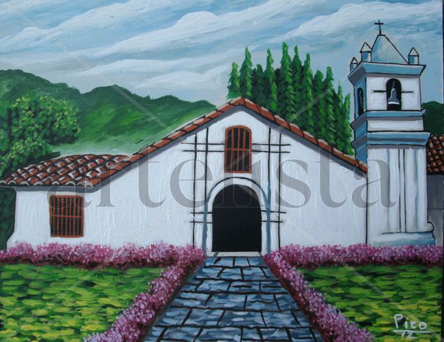 IGLESIA COLONIAL DE OROSI Oil Canvas Landscaping