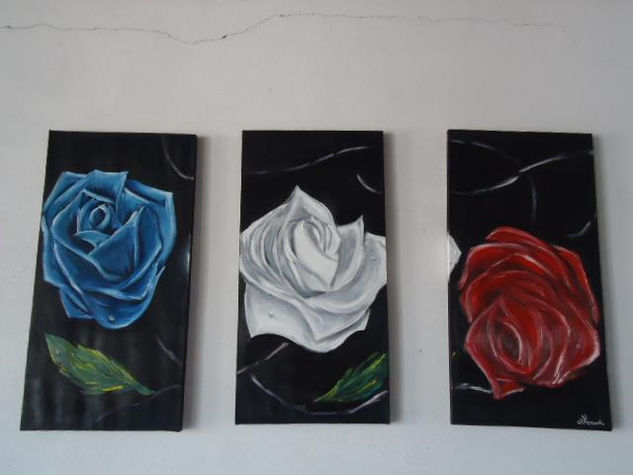 tres rosas Óleo Lienzo Paisaje