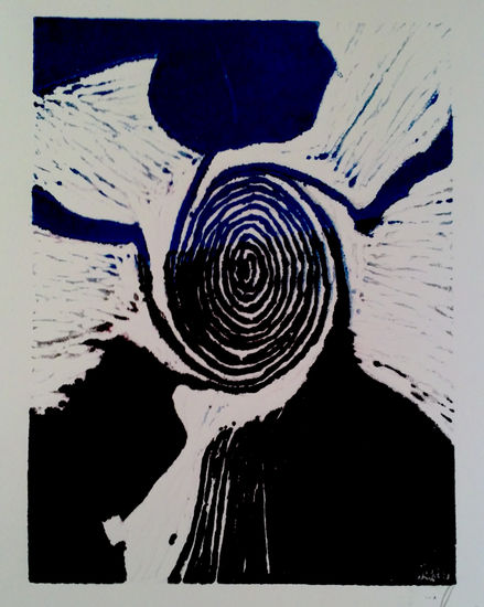 La Espiral (negro-azul) Linograbado