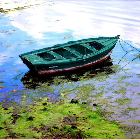 Aún flotando en aguas fangosas Oil Canvas Landscaping