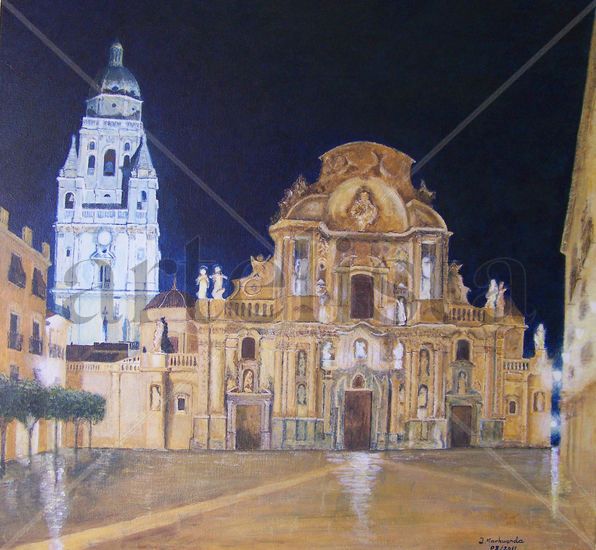 Catedral de Murcia. Vista nocturna. Acrílico Tela Otros