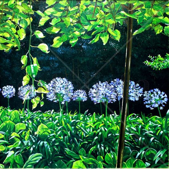 Contraluz con flores Oil Canvas Landscaping