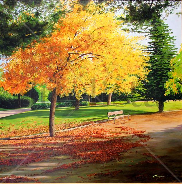 otoño en el parque de los almendros