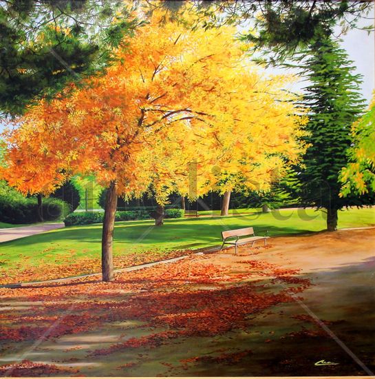 otoño en el parque de los almendros Oil Canvas Landscaping