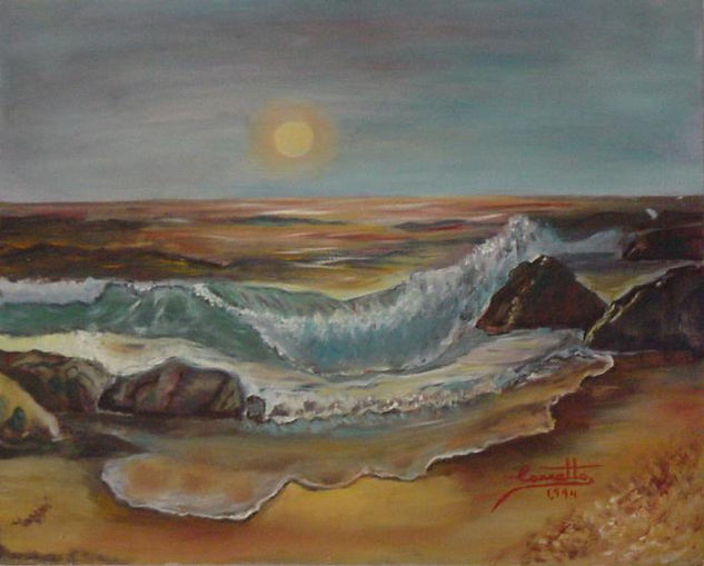 Las olas de la playa Oil Panel Marine Painting