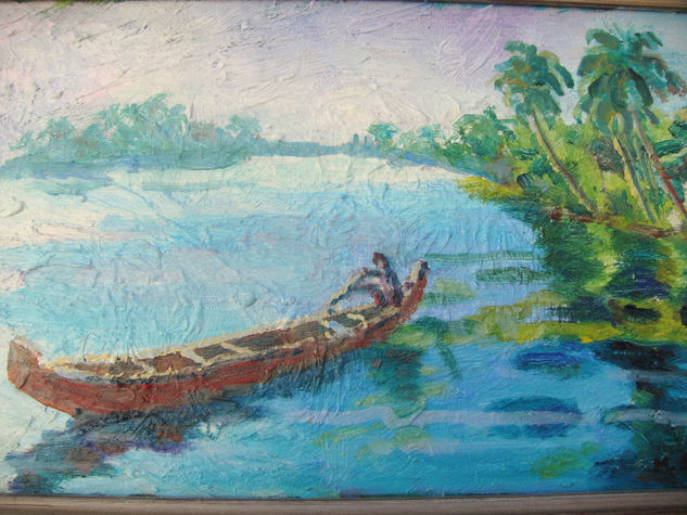 CANOA. Óleo Lienzo Paisaje