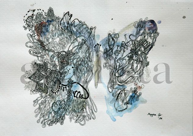 Blue butterfly Mixed Media