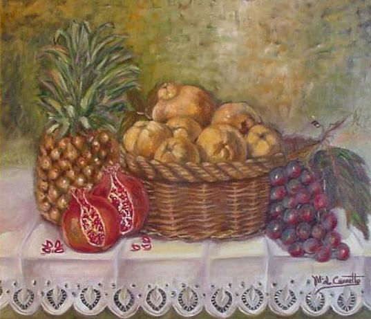 Piña, membrillos, granadas y uvas Oil Canvas Still Life Paintings