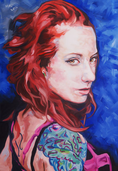 mujer tatuada Oil Canvas Portrait