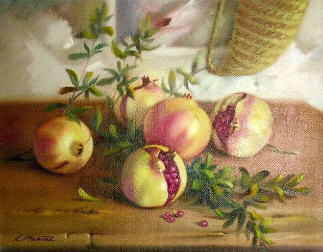 Granadas recién cogidas Oil Panel Still Life Paintings