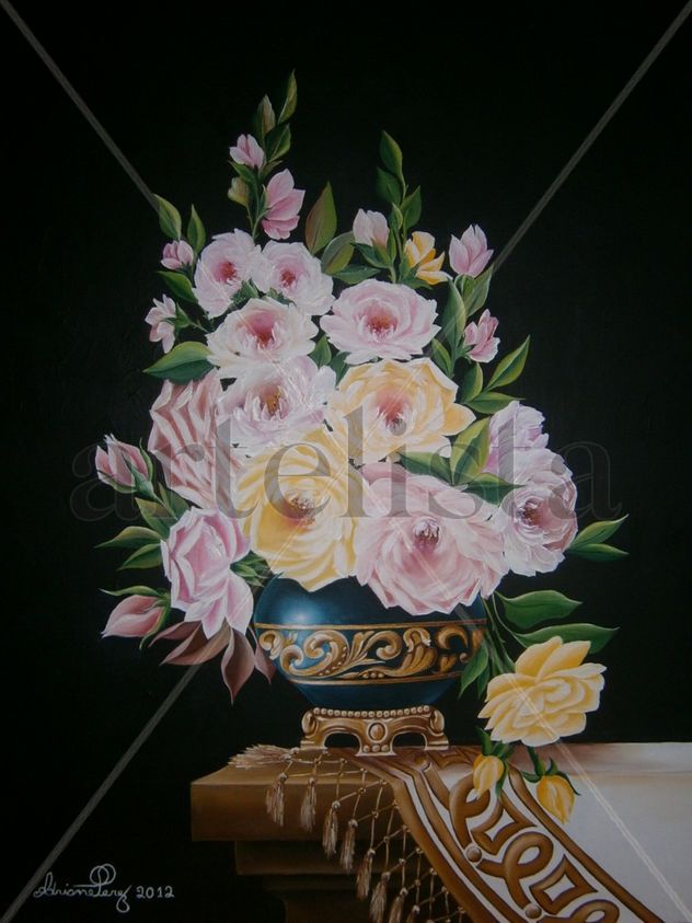 Búque de rosa sobre vaso