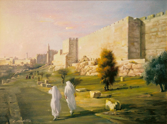 Monjas en Jerusalén Oil Panel Landscaping