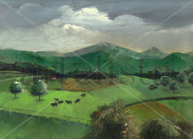 atardecer en la sabana Oil Canvas Landscaping