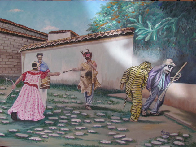 DANZA DE EL TIGRE Y EL VENADO Óleo Lienzo Figura