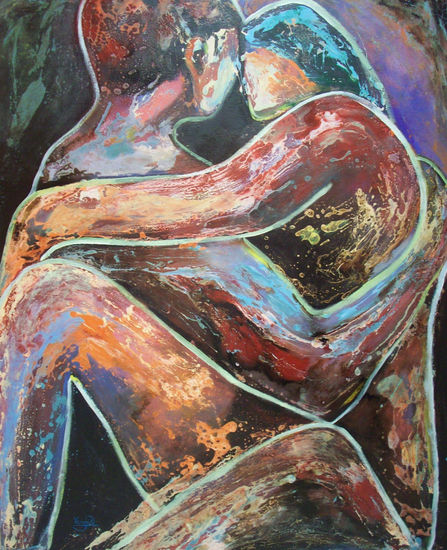 Fusión Mixed media Canvas Figure Painting