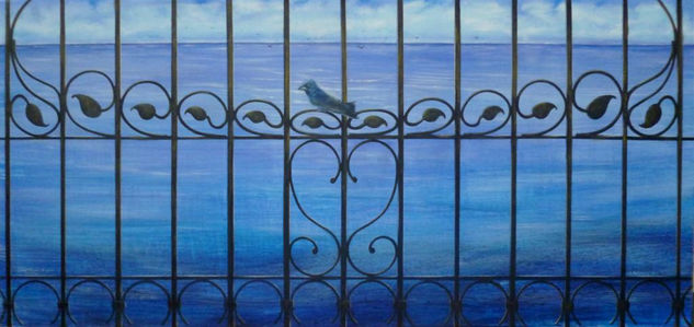 Serie Rejas al mar Azulejo Acrylic Canvas Landscaping