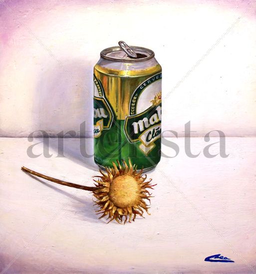 cerveza y pincho Oil Panel Still Life Paintings