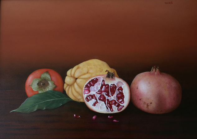 Granadas Oil Panel Still Life Paintings