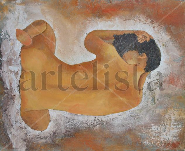 mujer de espaldas Media Mixta Tabla Desnudos