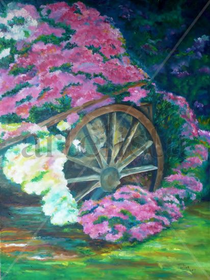 Carreta de los sueños Oil Canvas Floral Painting