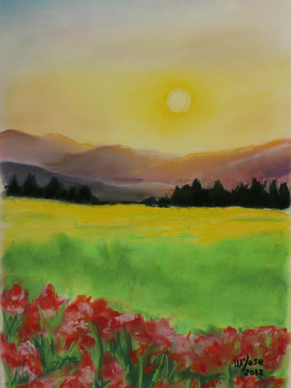 Paisaje; en el campo Pastel Papel Paisaje