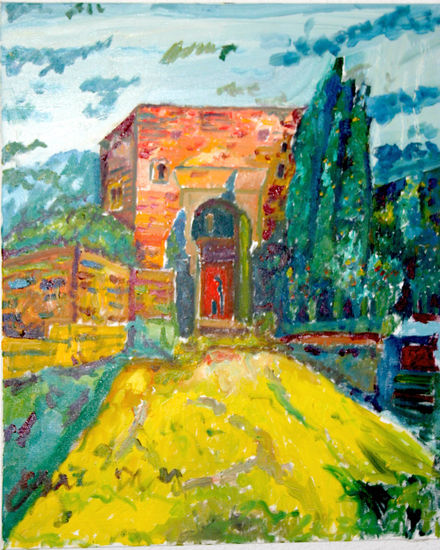 Oleo puerta alhambra por cuesta de gomere Oil Canvas Landscaping