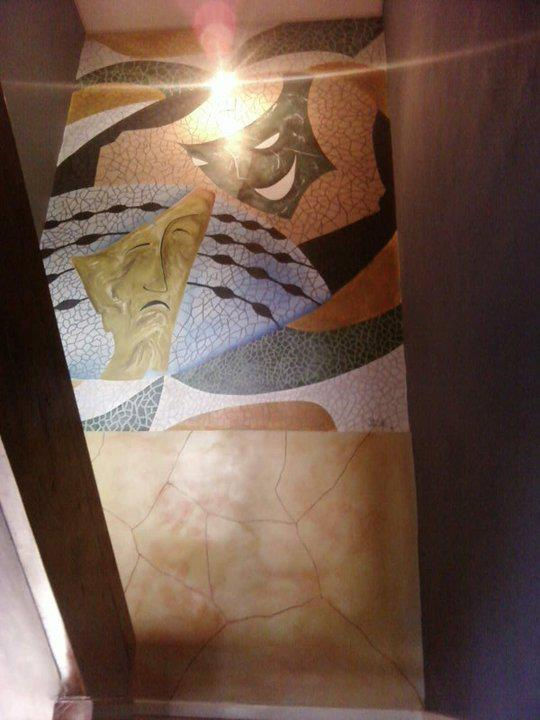 pintura mural simulacion de mosaico