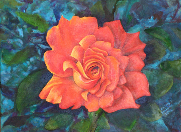 Rosa naranja espacial Oil Canvas Floral Painting