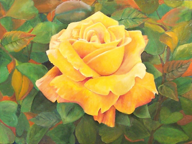 Rosa amarilla Oil Canvas Floral Painting