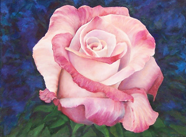 Rosa blanca rosada Oil Canvas Floral Painting