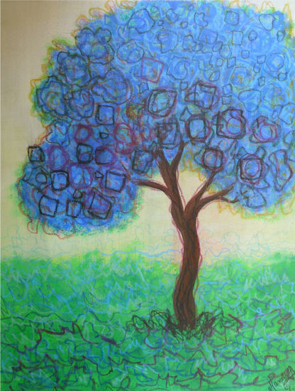 Arbol Mixed media Panel Floral Painting