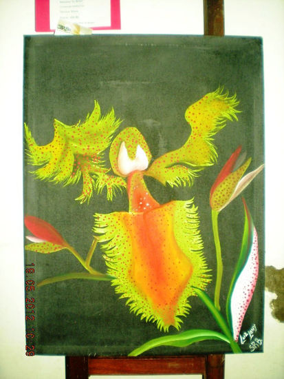 EL BESO catasetum fimbriatum Óleo Lienzo Floral