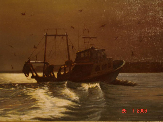 Regreso a Puerto Oil Canvas Marine Painting