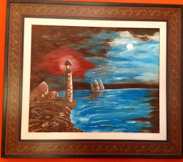 Night Oil Canvas Marine Painting