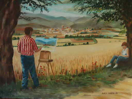 Pintando Puigcerda Óleo Lienzo Paisaje