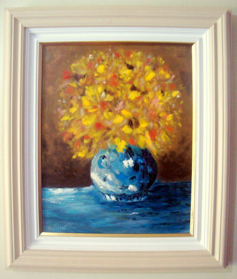 A triste dos Girassóis Oil Textile Floral Painting