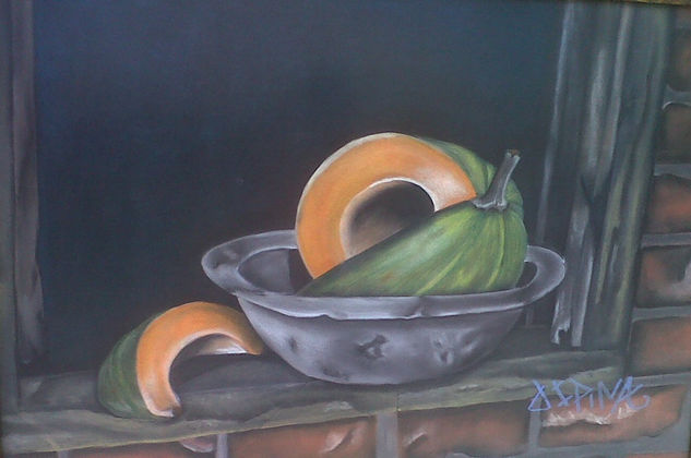 ZAPAYO EN VENTANA Pastel Paper Still Life Paintings