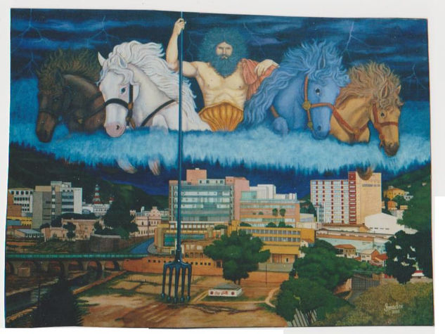 El Huracan Mitch sobre Tegucigalpa Oil Canvas Others