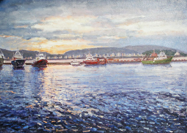 Puerto Palamós Oil Canvas Marine Painting