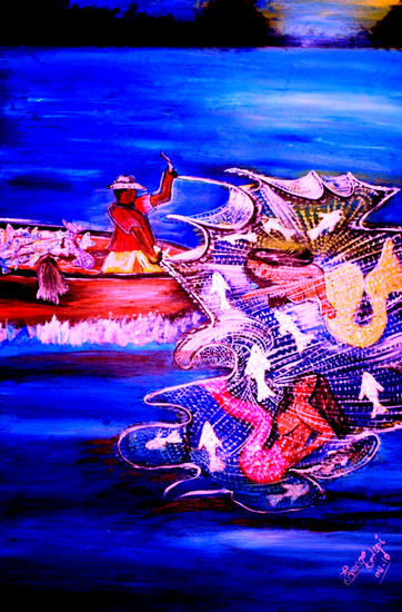 Pescador de sirenas Acrylic Panel Marine Painting