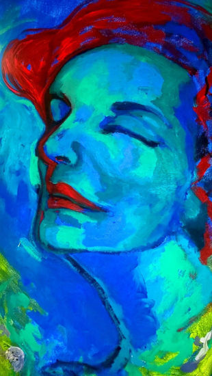 Mujer azul Acrylic Canvas Portrait