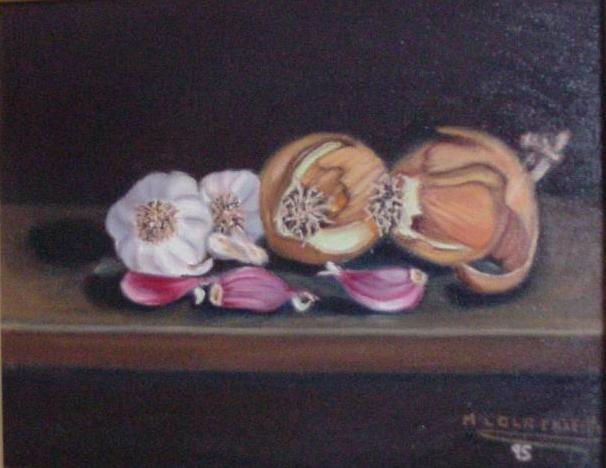 Ajos y cebollas Oil Canvas Still Life Paintings