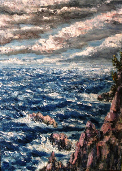 Mar de invierno Oil Panel Marine Painting