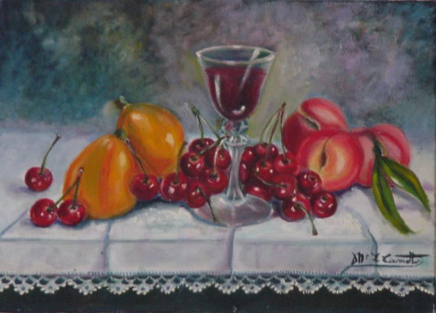 Vino y frutas Oil Canvas Still Life Paintings