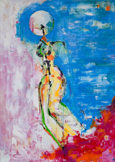 -LA HUIDA-(THE FLIGHT) Acrylic Canvas Nude Paintings