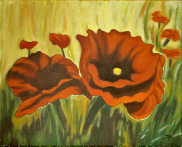 Lindisima amapola Oil Canvas Floral Painting