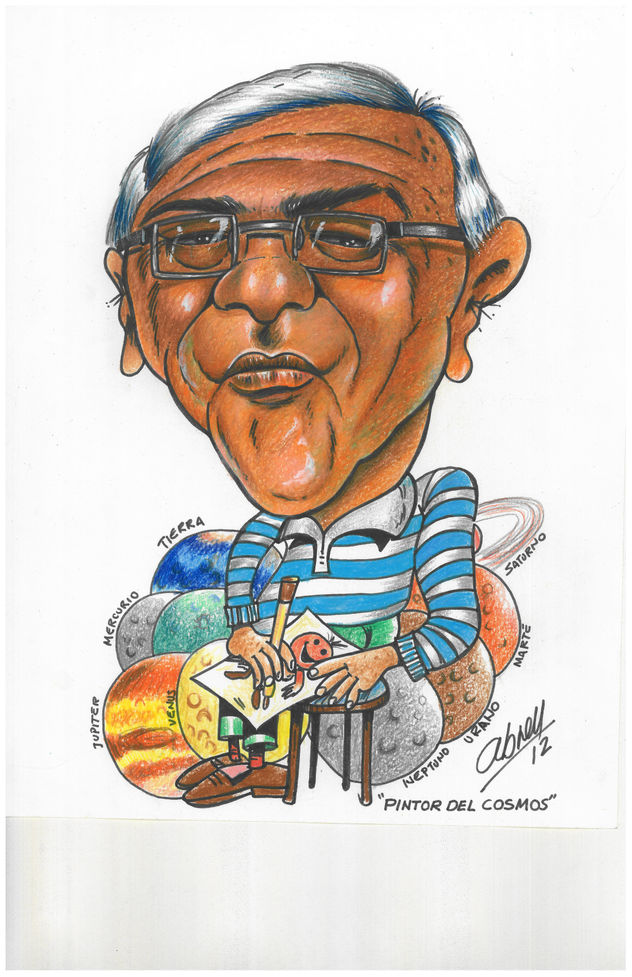 Caricatura de Miguel Angel Abreu (pintor del cosmos)