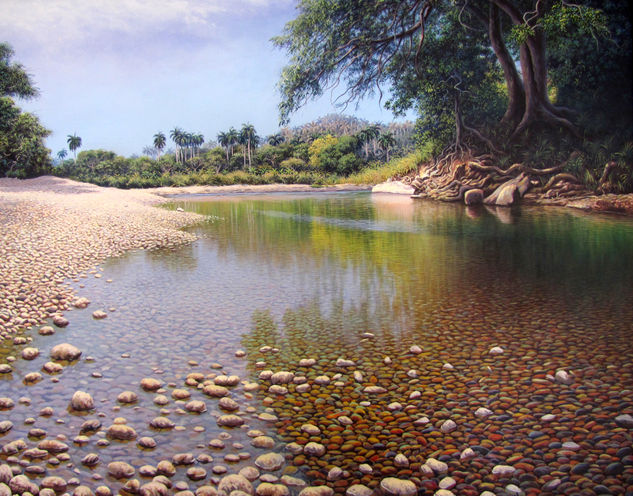 Espejos del río miel Acrylic Canvas Landscaping