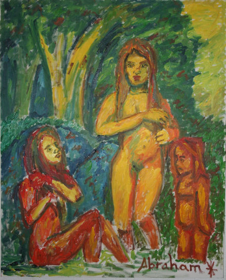 Tres Bañitas al oleo Oil Canvas Nude Paintings